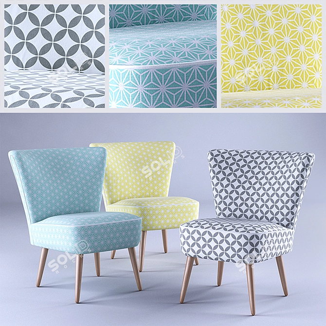 Scandi Cotton Vintage Armchair 3D model image 1