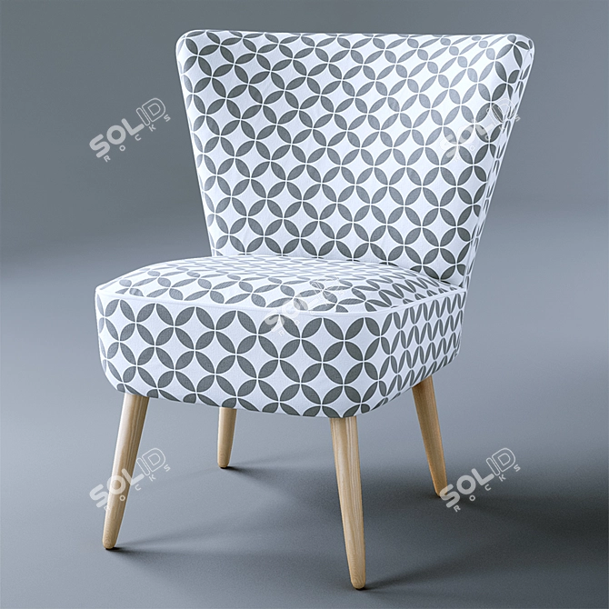 Scandi Cotton Vintage Armchair 3D model image 2