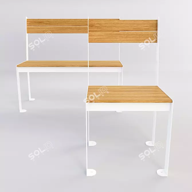 Title: Sleek Bench and Chair Combo 3D model image 1