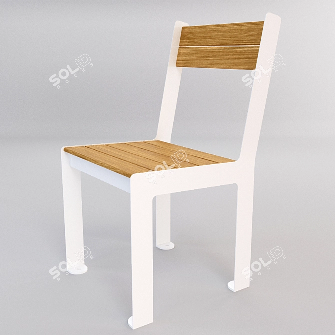 Title: Sleek Bench and Chair Combo 3D model image 2