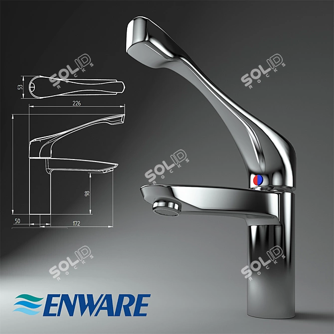 Elegant Oras Cubista Sink Mixer 3D model image 1