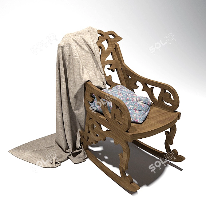 Wooden Rocking Chair 3D model image 1