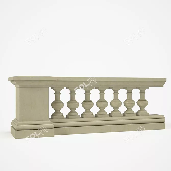 Elegant Stone Balustrade 3D model image 1