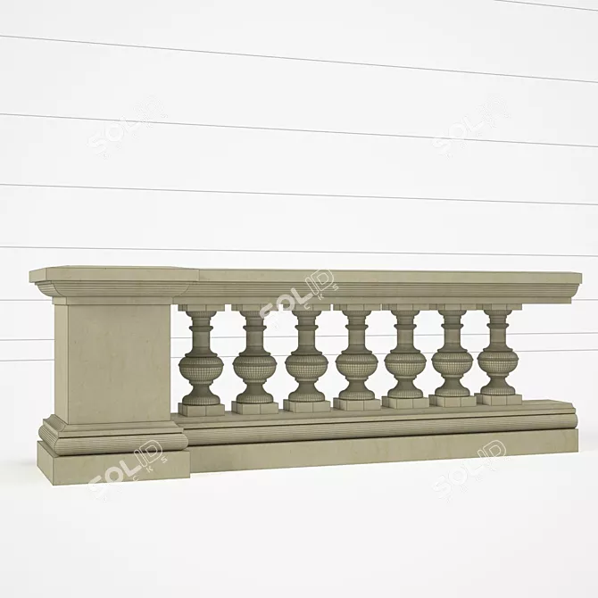 Elegant Stone Balustrade 3D model image 2