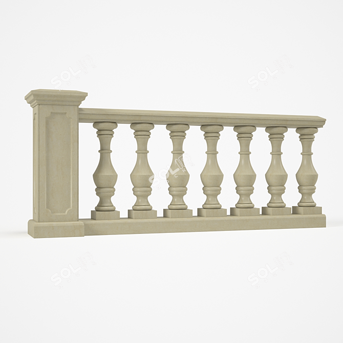 Classic Stone Balustrade for Exteriors 3D model image 1