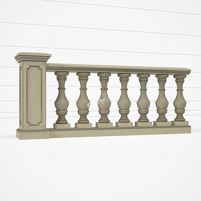 Classic Stone Balustrade for Exteriors 3D model image 2