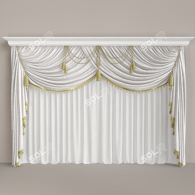 Elegant Window Curtain 3D model image 1
