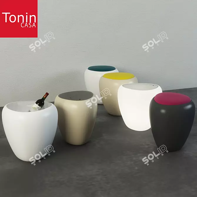 Elegant IOS Collection: Tables, Poufs & Serving Tables 3D model image 1