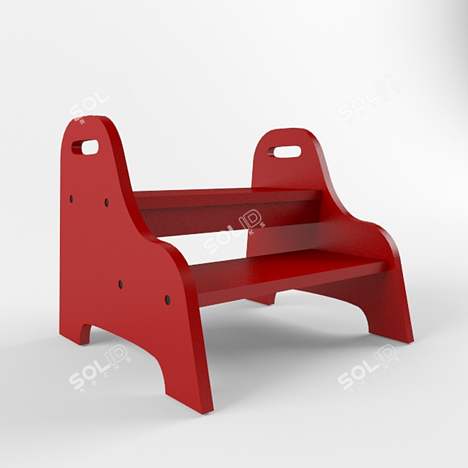 Kids' Footstool: Seat, Support, & Reach 3D model image 1