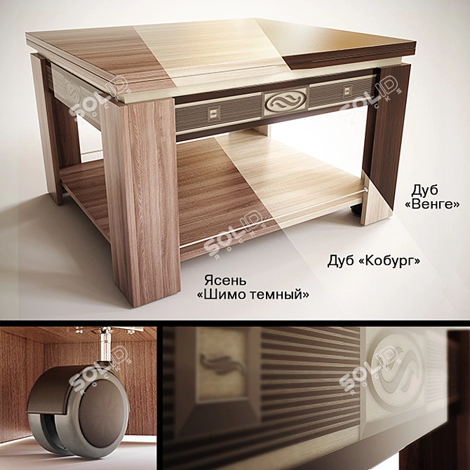 Sleek Agate Coffee Table 3D model image 1