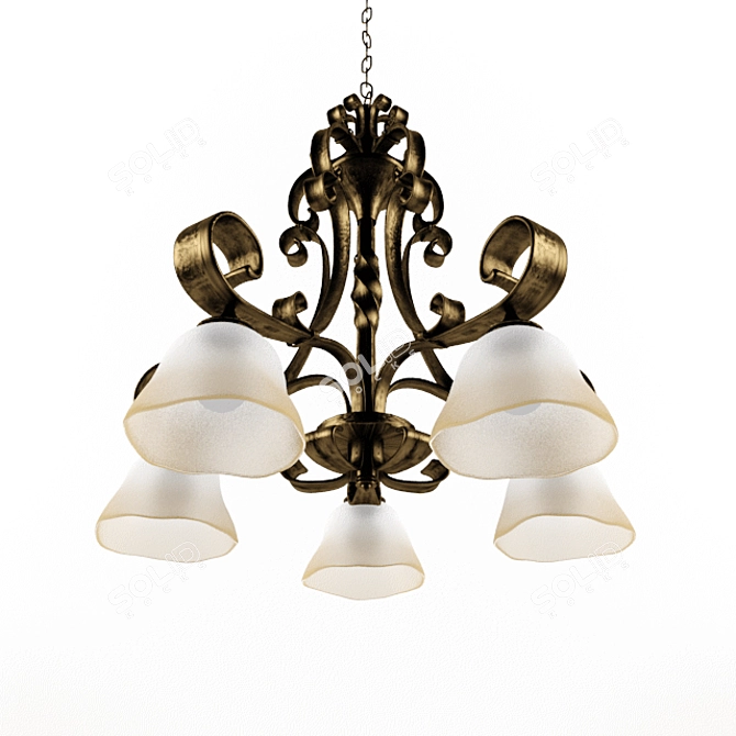 Classic Bronze Chandelier 3D model image 2