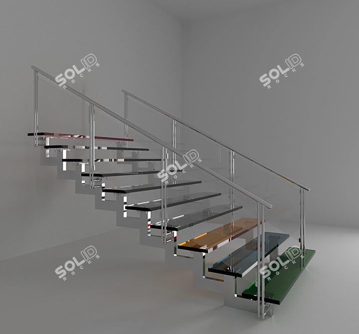 Sleek Glass Staircase 3D model image 1