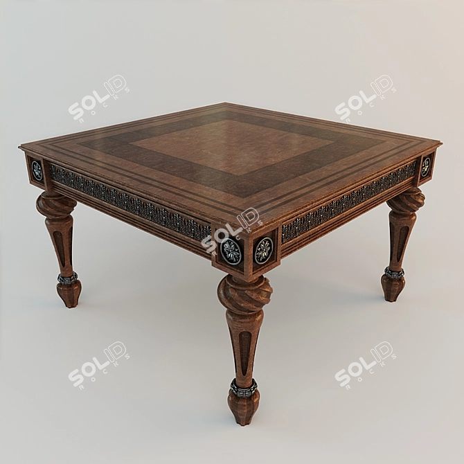 Elegant Wood and Metal Coffee Table 3D model image 1