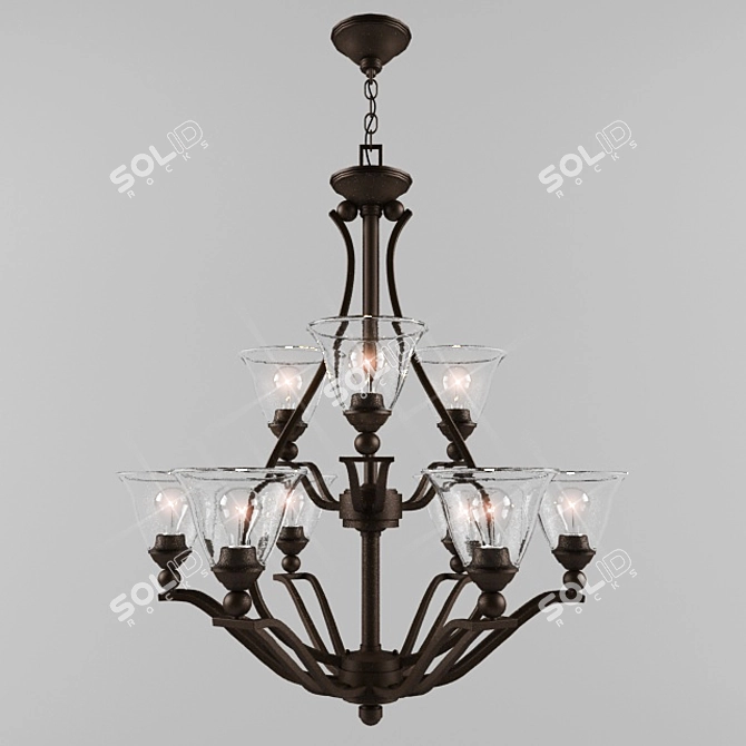 Bolla Chandelier: Elegant Metal Lighting 3D model image 1