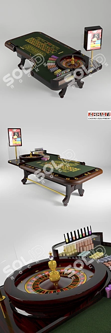 Deluxe Italian Abbiati Casino Roulette Table 3D model image 1