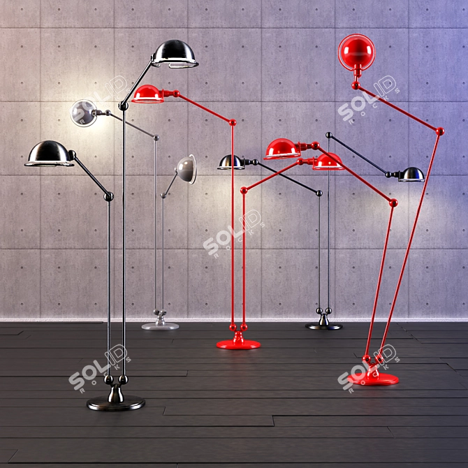 Jielde Twin Floor Light: Industrial Elegance 3D model image 1