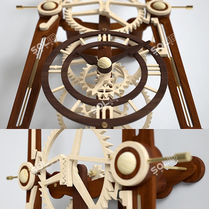  "Sextus" Wooden Clock  Expertly Crafted by David Atkinson 3D model image 2