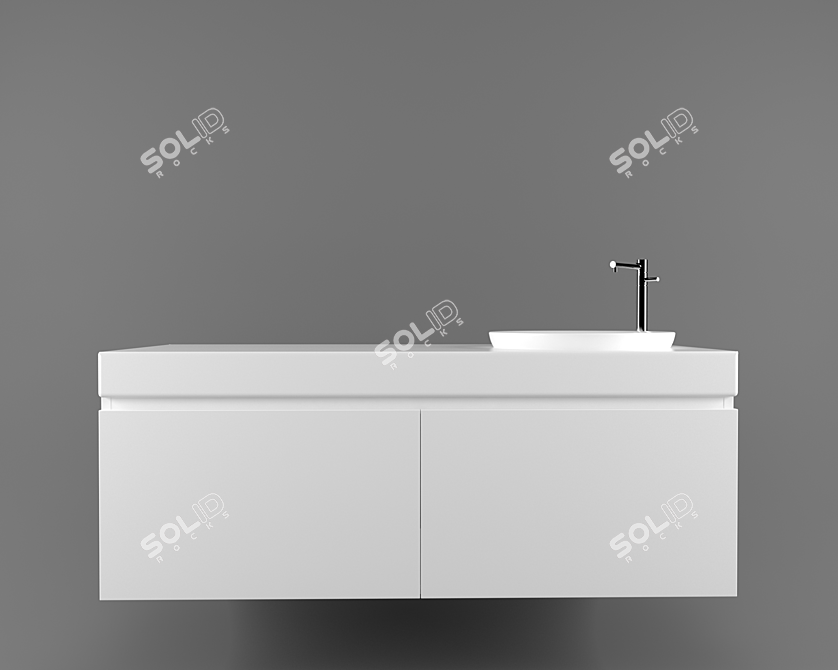 Modern Bathroom Furniture: Single and Double 3D model image 1