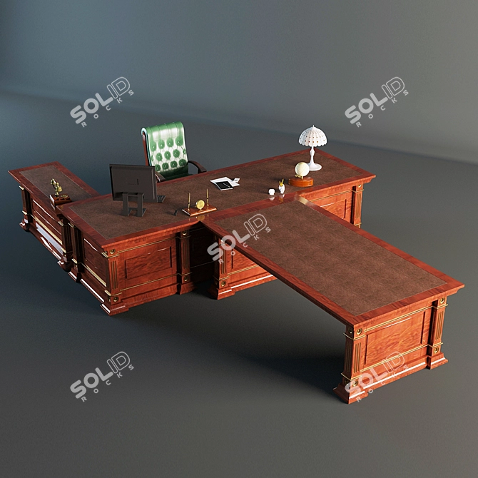 Classic Redwood Desk 3D model image 1