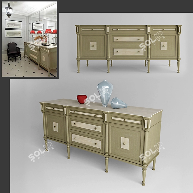 Retro Classic Commode 3D model image 1