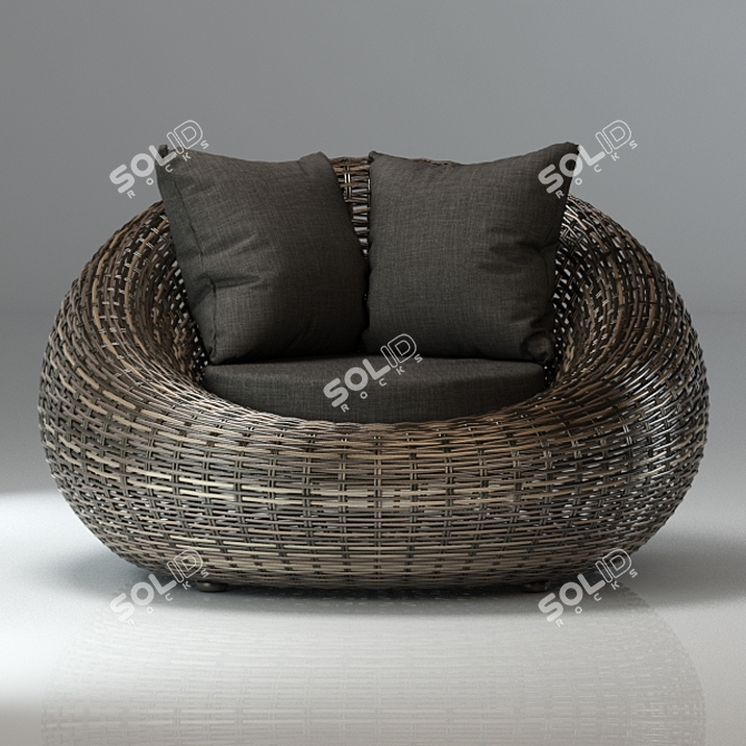 Kiwi Rattan Armchair: Stylish Relaxation in Natural Comfort 3D model image 2