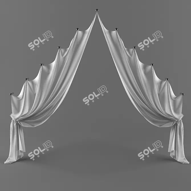 Elegant Window Curtain 3D model image 1