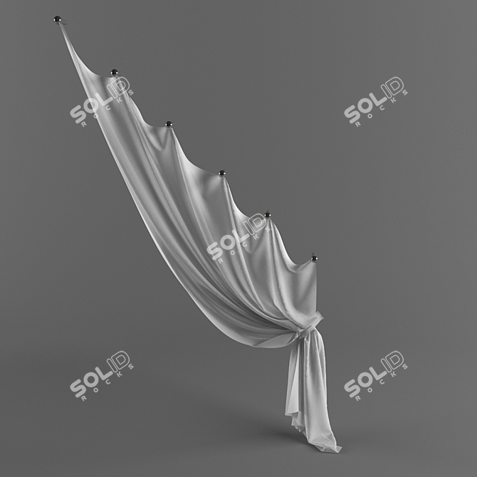 Elegant Window Curtain 3D model image 2