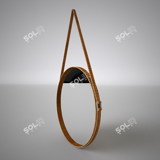 Boho Chic Round Leather Mirror 3D model image 1