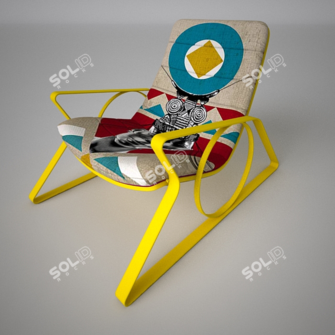 Geometric Africa Chair: Mid-Century Bauhaus Influence 3D model image 1