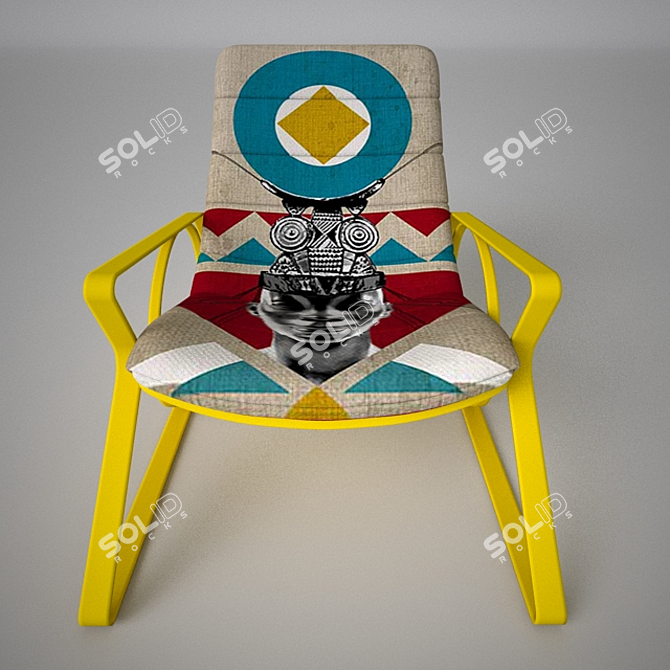 Geometric Africa Chair: Mid-Century Bauhaus Influence 3D model image 2