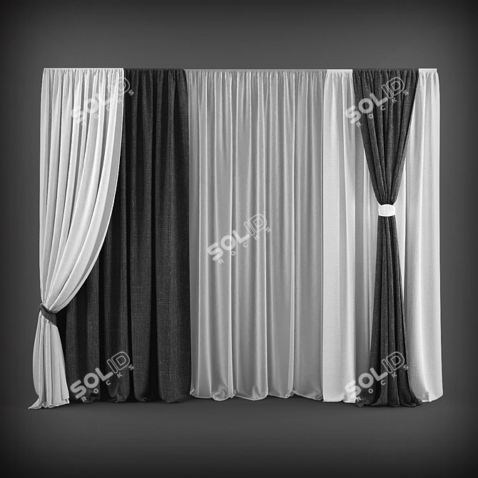 Modern Style Curtains 3D model image 1