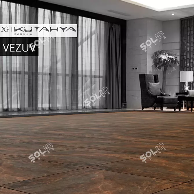 Vezuv Brown Rectified Polished Nano Tiles 3D model image 1