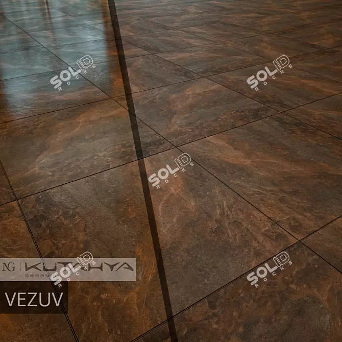 Vezuv Brown Rectified Polished Nano Tiles 3D model image 2