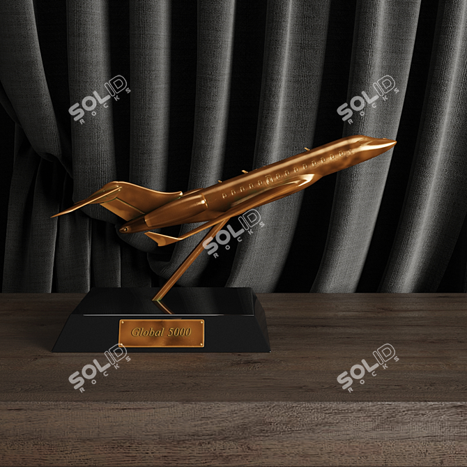 Sleek Bronze Bombardier Global 5000 3D model image 1