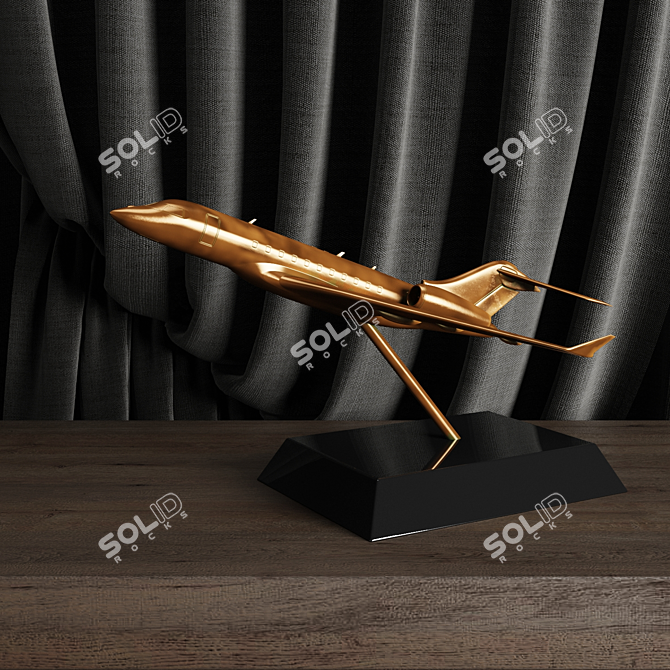 Sleek Bronze Bombardier Global 5000 3D model image 2