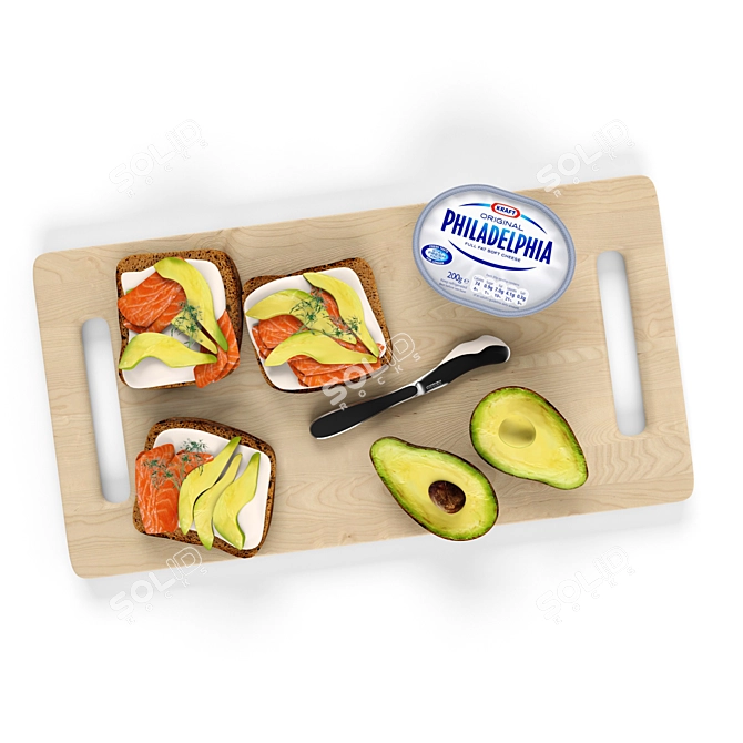 Delicious Avocado Salmon Sandwich 3D model image 1