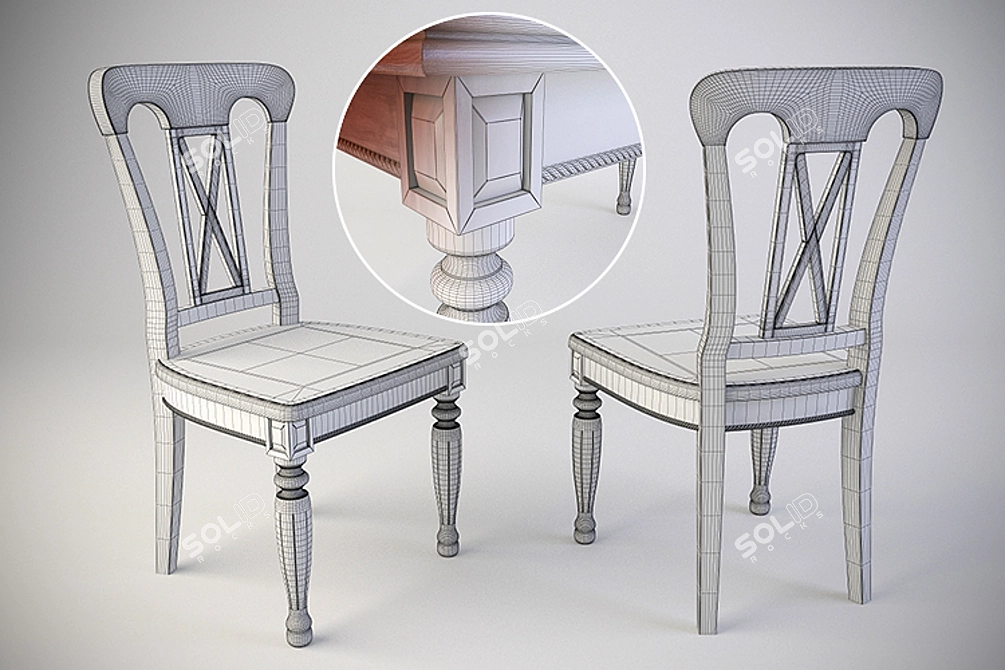 Classic Table with Chairs (Unknown Manufacturer) 3D model image 3