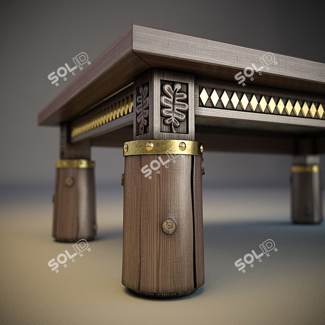 Elegant Carved Table 3D model image 2