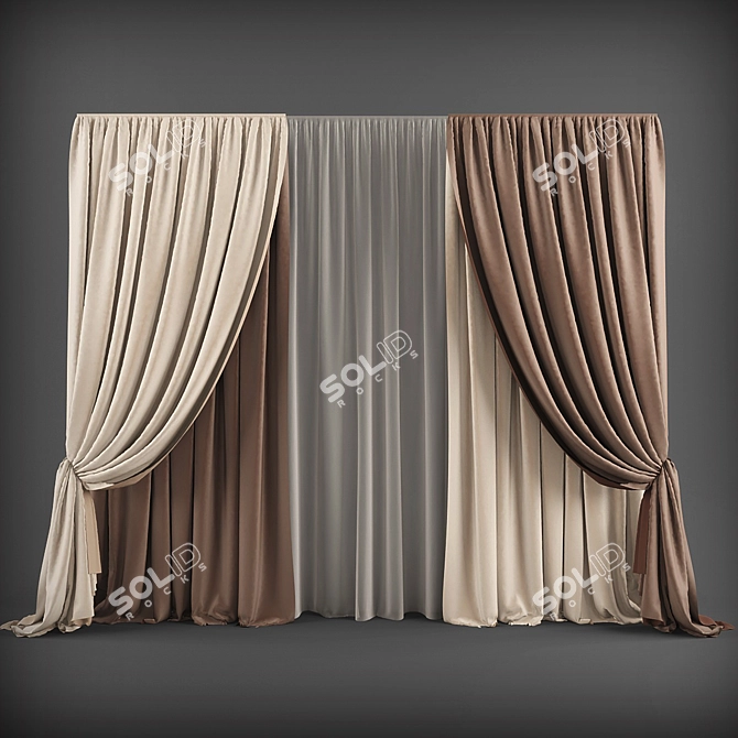 Title: Contemporary Style Curtains 3D model image 1