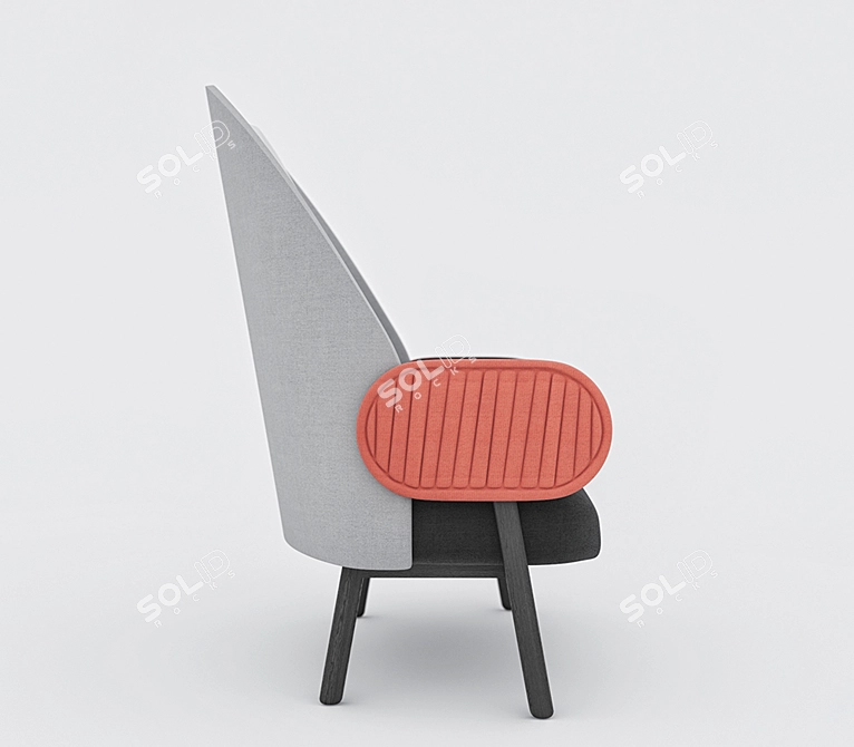 Moon I Armchair: Limited Edition Ebonized Beech Upholstered Design 3D model image 3