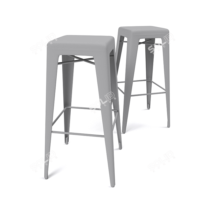 Leather Bar Stool 3D model image 2