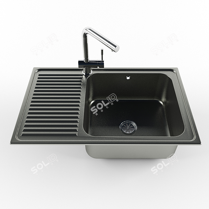 Modern Stainless Steel Sink & Faucet 3D model image 1