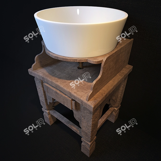 Geometric Carved Under-Sink Cupboard 3D model image 1