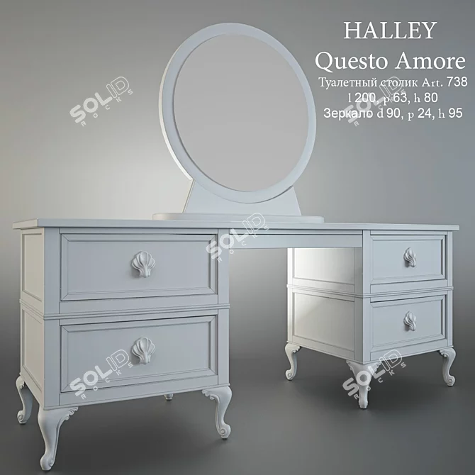 Glamour Vanity: HALLEY Dressing Table 3D model image 1