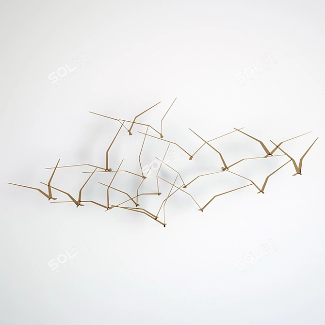 Elegant Birds Wall Sculpture 3D model image 2