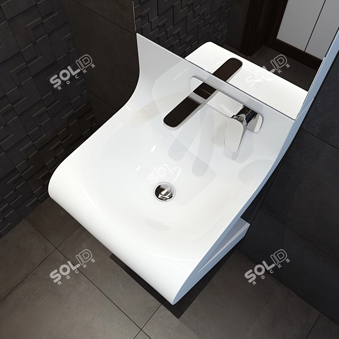 Elegant Wave Suspended Basin 3D model image 2