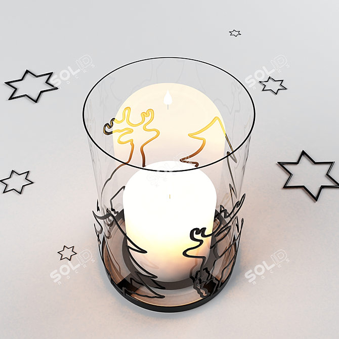 Festive Christmas Candle Holder 3D model image 1