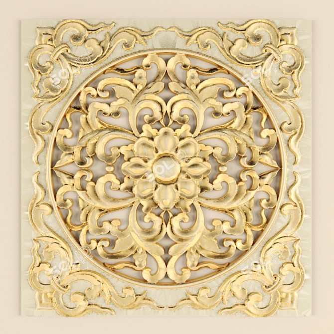 Elegant Ceiling Stucco 3D model image 1