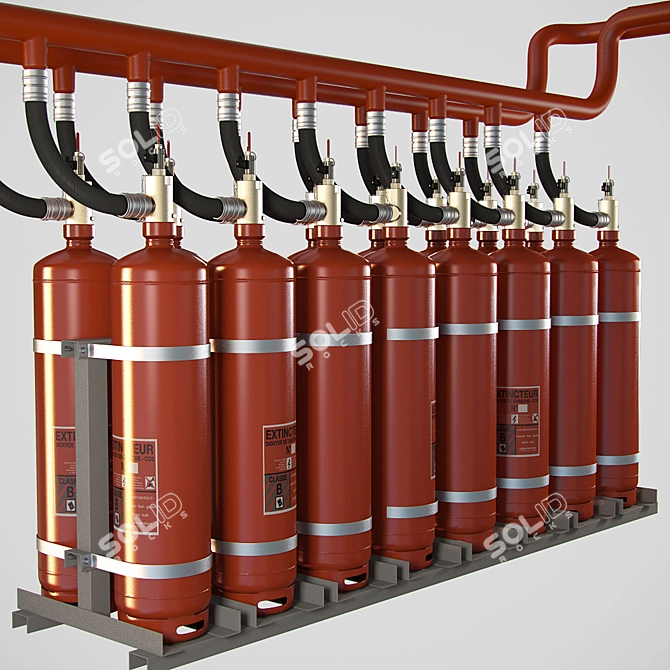 Gas Fire Suppression: Effective Protection with Minimal Damage 3D model image 1