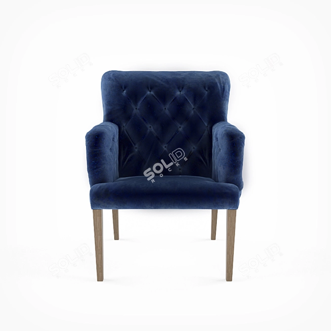 Navy Velvet Modern Armchair 3D model image 1